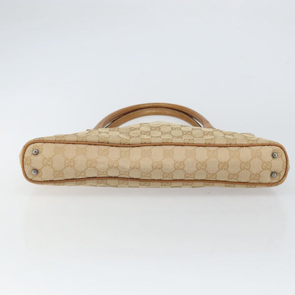 GUCCI GG Canvas Hand Bag Beige Silver 113015 Auth 162185