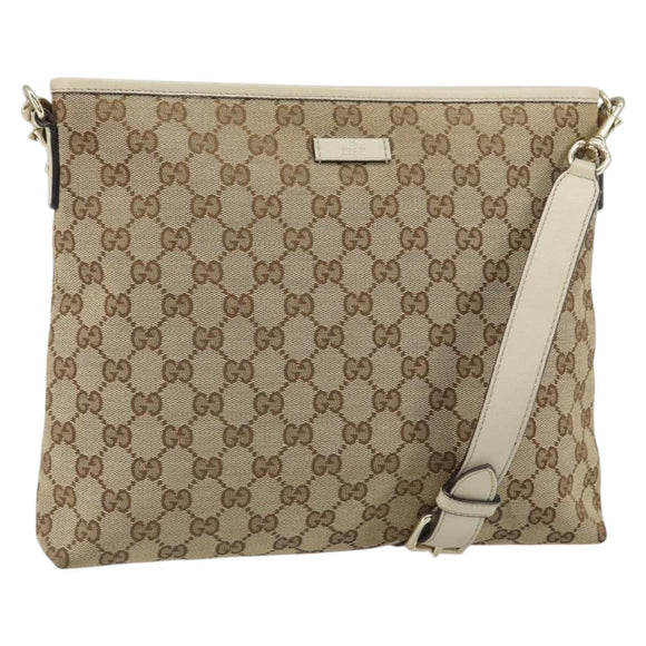 GUCCI GG Canvas Shoulder Bag Beige Gold 388924 Auth 162188