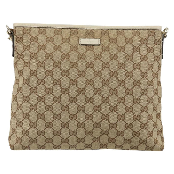 GUCCI GG Canvas Shoulder Bag Beige Gold 388924 Auth 162188