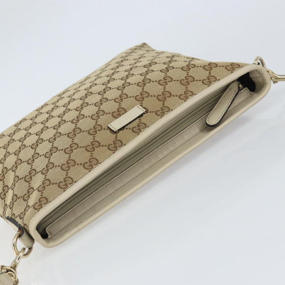 GUCCI GG Canvas Shoulder Bag Beige Gold 388924 Auth 162188