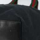 GUCCI GG Canvas Web Sherry Line Tote Bag Black Red 131230 Auth 162189-10