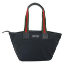 GUCCI GG Canvas Web Sherry Line Tote Bag Black Red 131230 Auth 162189-2