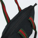 GUCCI GG Canvas Web Sherry Line Tote Bag Black Red 131230 Auth 162189-6