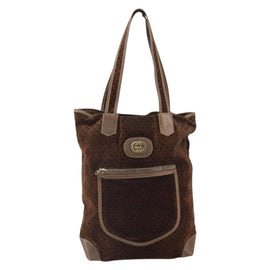 GUCCI Tote Bag Suede Brown Gold 98 29 002 4987 Auth 162191 - 0