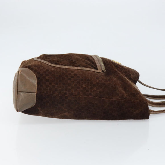 GUCCI Tote Bag Suede Brown Gold 98 29 002 4987 Auth 162191