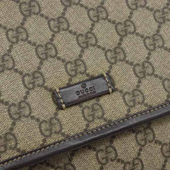 GUCCI GG Supreme Shoulder Bag PVC Beige Gold 223666 Auth 162192