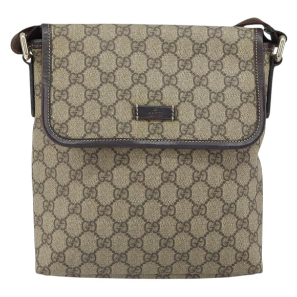 GUCCI GG Supreme Shoulder Bag PVC Beige Gold 223666 Auth 162192