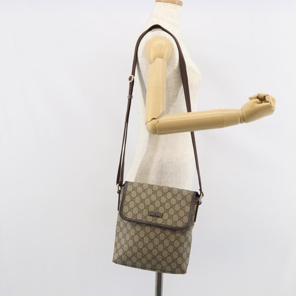 GUCCI GG Supreme Shoulder Bag PVC Beige Gold 223666 Auth 162192