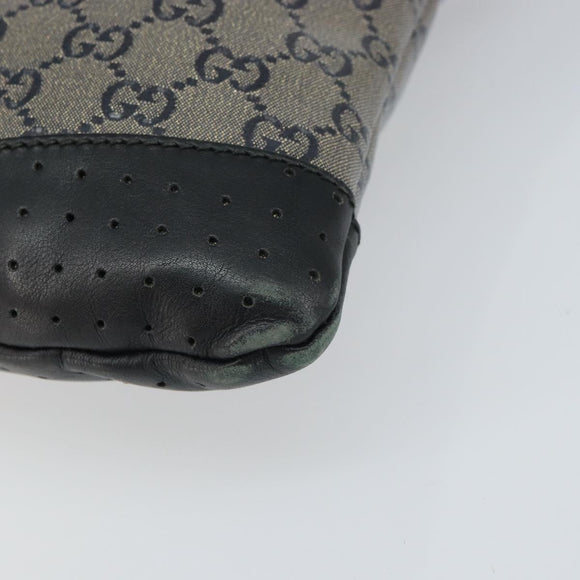 GUCCI GG Crystal Shoulder Bag Coated Canvas Navy Gold 145857 Auth 162193