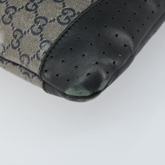 GUCCI GG Crystal Shoulder Bag Coated Canvas Navy Gold 145857 Auth 162193
