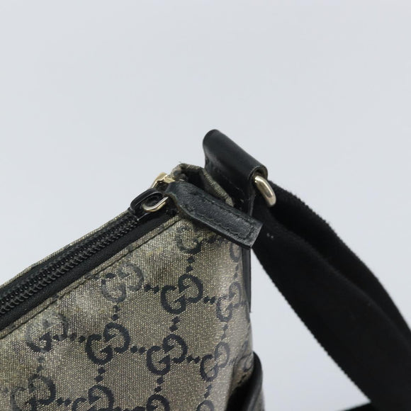 GUCCI GG Crystal Shoulder Bag Coated Canvas Navy Gold 145857 Auth 162193