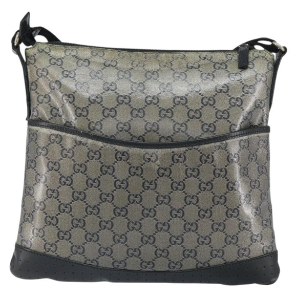 GUCCI GG Crystal Shoulder Bag Coated Canvas Navy Gold 145857 Auth 162193