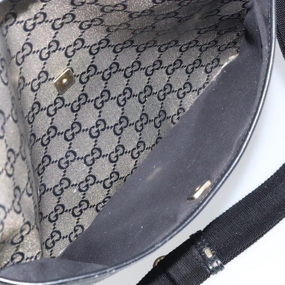 GUCCI GG Crystal Shoulder Bag Coated Canvas Navy Gold 145857 Auth 162193