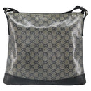GUCCI GG Crystal Shoulder Bag Coated Canvas Navy Gold 145857 Auth 162193-3
