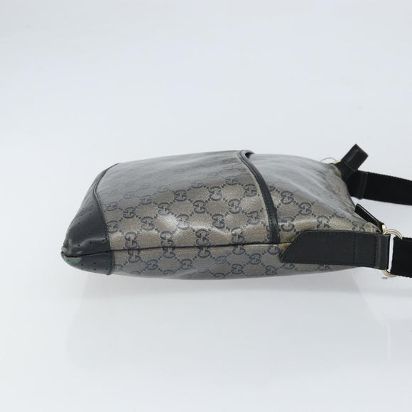 GUCCI GG Crystal Shoulder Bag Coated Canvas Navy Gold 145857 Auth 162193