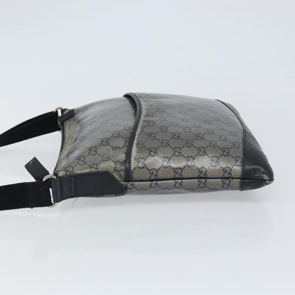 GUCCI GG Crystal Shoulder Bag Coated Canvas Navy Gold 145857 Auth 162193