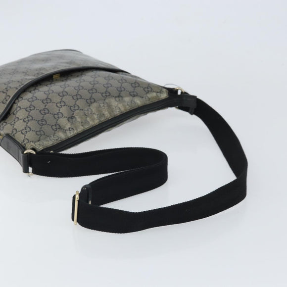 GUCCI GG Crystal Shoulder Bag Coated Canvas Navy Gold 145857 Auth 162193