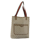 GUCCI GG Supreme Web Sherry Line Tote Bag PVC Beige 39 02 003 Auth 162194-1