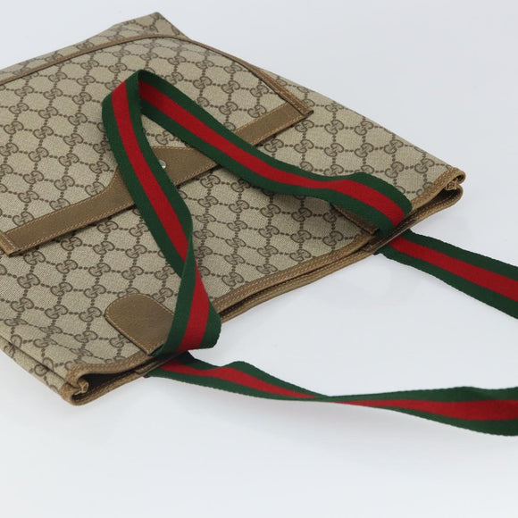 GUCCI GG Supreme Web Sherry Line Tote Bag PVC Beige 39 02 003 Auth 162194