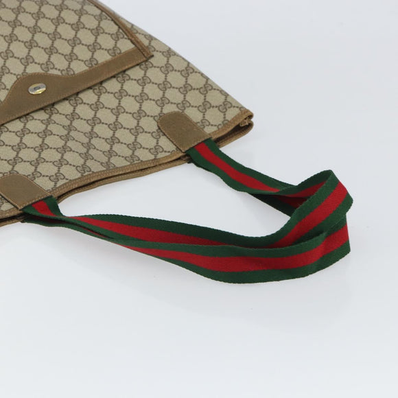 GUCCI GG Supreme Web Sherry Line Tote Bag PVC Beige 39 02 003 Auth 162194