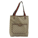 GUCCI GG Supreme Web Sherry Line Tote Bag PVC Beige 39 02 003 Auth 162195-2