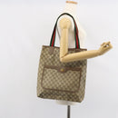 GUCCI GG Supreme Web Sherry Line Tote Bag PVC Beige 39 02 003 Auth 162195-21