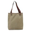 GUCCI GG Supreme Web Sherry Line Tote Bag PVC Beige 39 02 003 Auth 162195-3