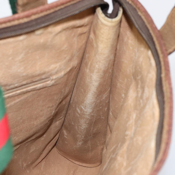 GUCCI GG Supreme Web Sherry Line Tote Bag PVC Beige Gold 89 02 092 Auth 162197