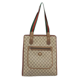 GUCCI GG Supreme Web Sherry Line Tote Bag PVC Beige Gold 89 02 092 Auth 162197 - 0