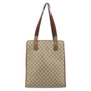 GUCCI GG Supreme Web Sherry Line Tote Bag PVC Beige Gold 89 02 092 Auth 162197-3