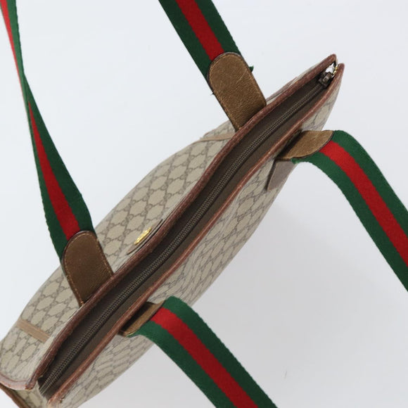 GUCCI GG Supreme Web Sherry Line Tote Bag PVC Beige Gold 89 02 092 Auth 162197