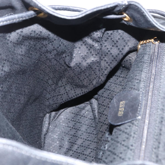 GUCCI Bamboo Backpack Leather Black Gold 003 2058 0016 Auth 162199