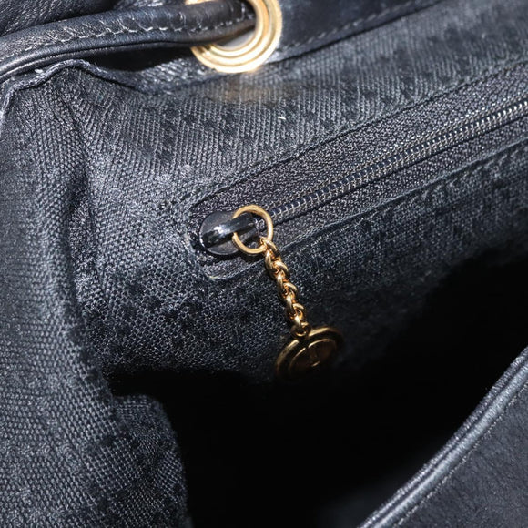 GUCCI Bamboo Backpack Leather Black Gold 003 2058 0016 Auth 162199