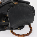 GUCCI Bamboo Backpack Leather Black Gold 003 2058 0016 Auth 162199-6