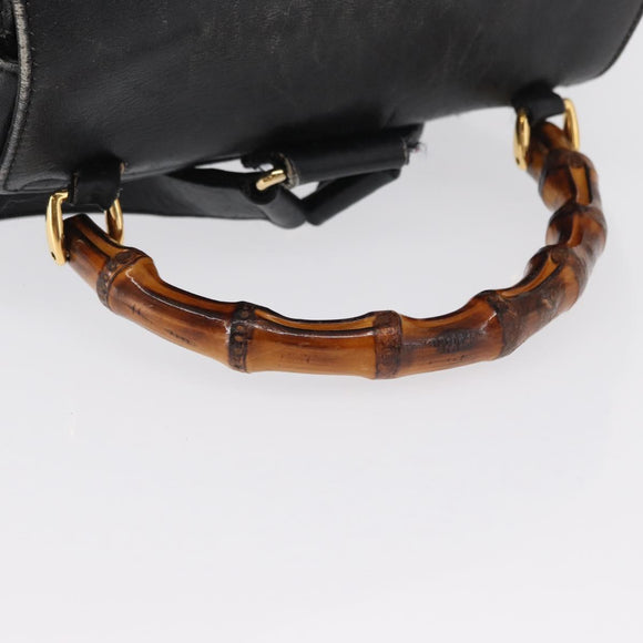 GUCCI Bamboo Backpack Leather Black Gold 003 2058 0016 Auth 162199