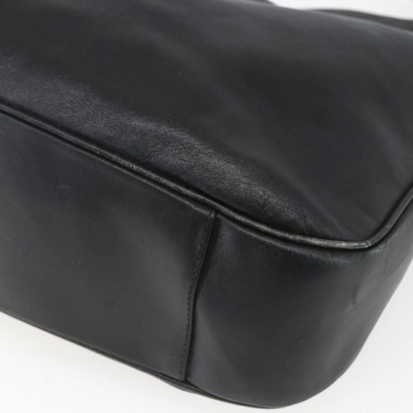 GUCCI Bamboo Shoulder Bag Leather 2way Black Gold 001 1577 3444 Auth 162200