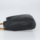 GUCCI Bamboo Shoulder Bag Leather Black Gold 001 1577 3444 Auth 162201-5