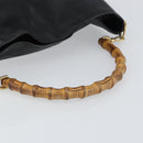 GUCCI Bamboo Shoulder Bag Leather Black Gold 001 1577 3444 Auth 162201-7