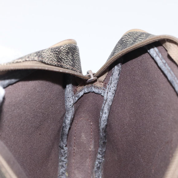 SAINT LAURENT Clutch Bag PVC Leather Beige Gray Auth 162203