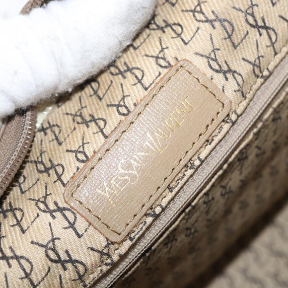 SAINT LAURENT Boston Bag PVC Leather Beige Gray Auth 162204