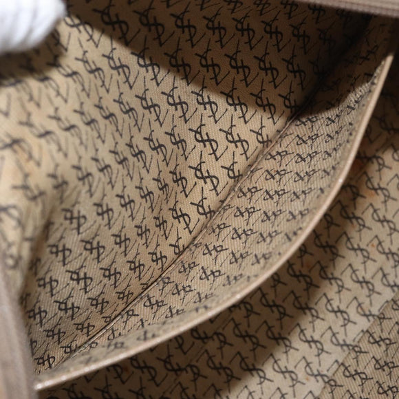 SAINT LAURENT Boston Bag PVC Leather Beige Gray Auth 162204