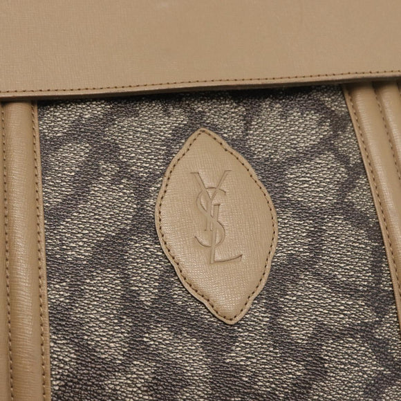 SAINT LAURENT Hand Bag PVC Leather Beige Gray Auth 162205