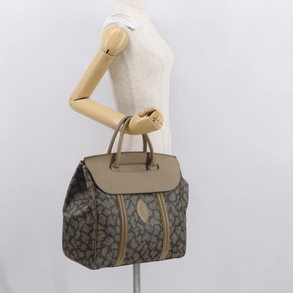 SAINT LAURENT Hand Bag PVC Leather Beige Gray Auth 162205