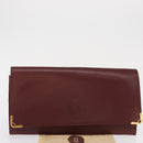 CARTIER Must Line Clutch Bag Leather Bordeaux Gold Auth 162206A-12