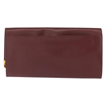 CARTIER Must Line Clutch Bag Leather Bordeaux Gold Auth 162206 - 0