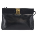 Salvatore Ferragamo Vala Shoulder Bag Leather Navy Gold Auth 162207-13