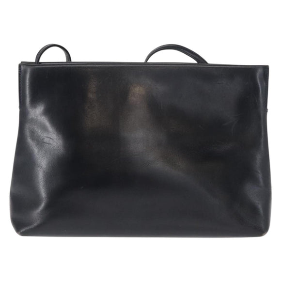 Salvatore Ferragamo Vala Shoulder Bag Leather Navy Gold Auth 162207