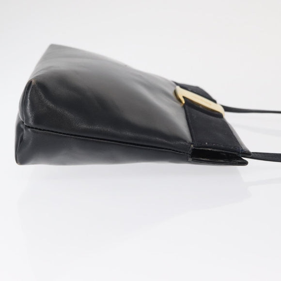 Salvatore Ferragamo Vala Shoulder Bag Leather Navy Gold Auth 162207