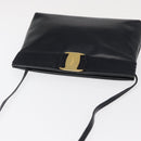 Salvatore Ferragamo Vala Shoulder Bag Leather Navy Gold Auth 162207-6