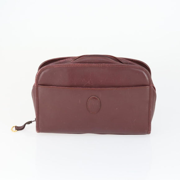 CARTIER Must Line Bag Leather 2 Set Bordeaux Beige Auth 162212